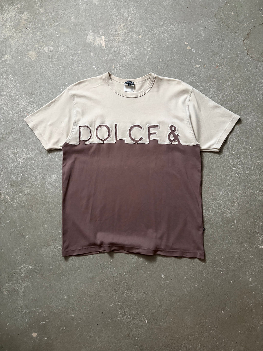 Vintage D&G Dolce & Gabbana Two Tone Logo T-Shirt (L)