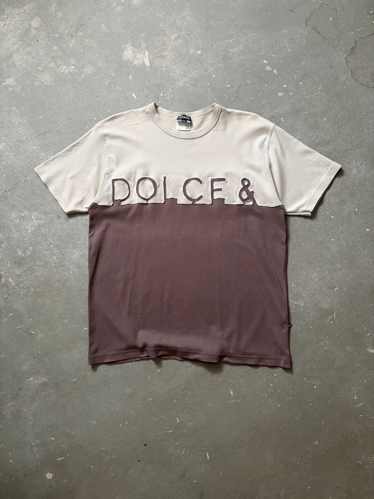 Vintage D&G Dolce & Gabbana Two Tone Logo T-Shirt (L)