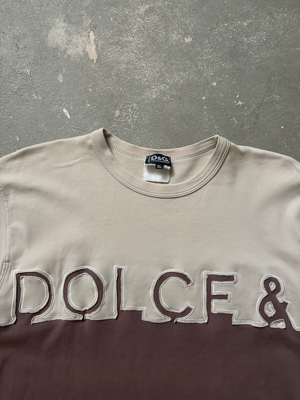 Vintage D&G Dolce & Gabbana Two Tone Logo T-Shirt (L)