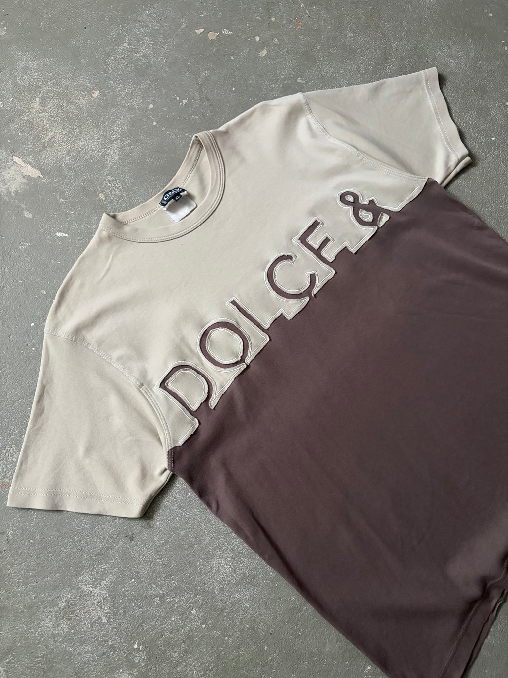Vintage D&G Dolce & Gabbana Two Tone Logo T-Shirt (L)