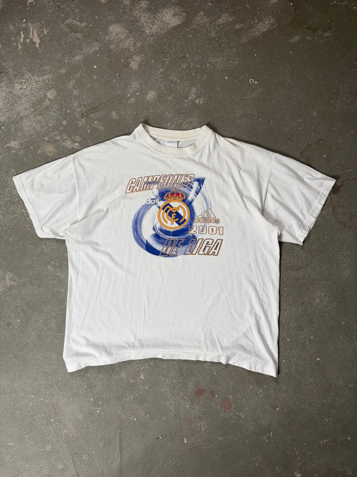 Vintage Adidas Real Madrid 2001 Champions T-Shirt (XL)
