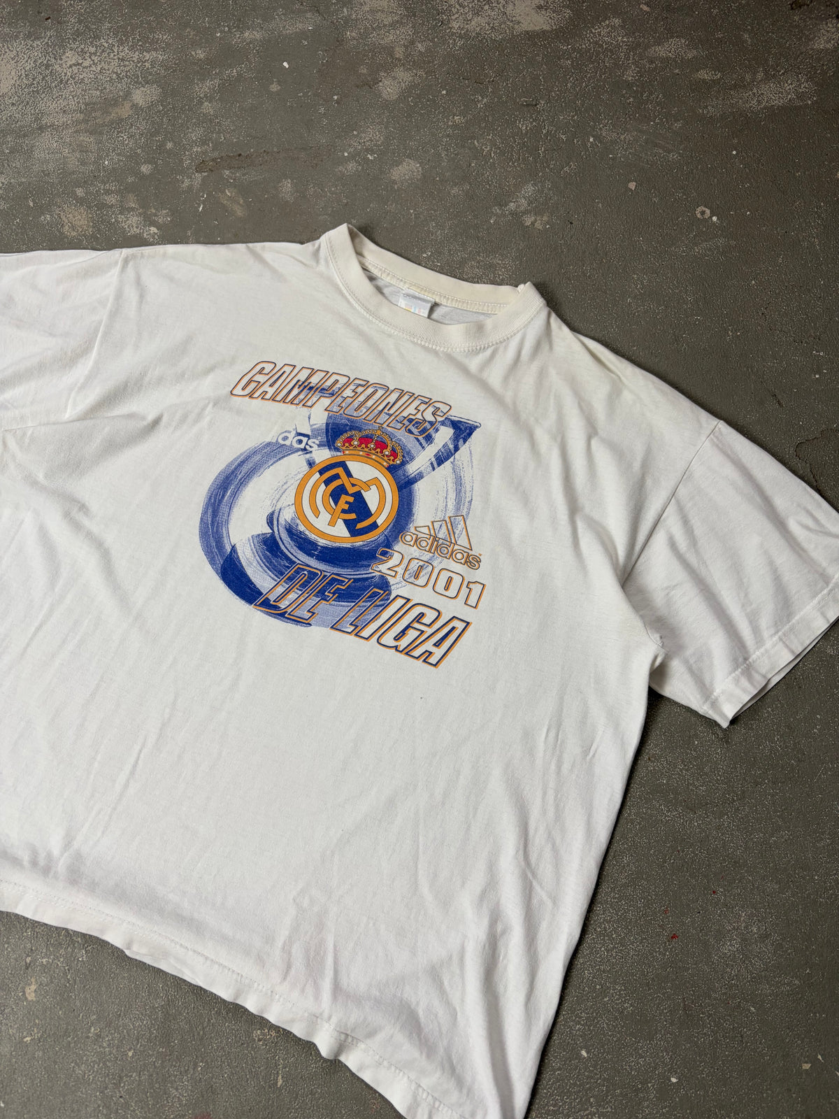 Vintage Adidas Real Madrid 2001 Champions T-Shirt (XL)